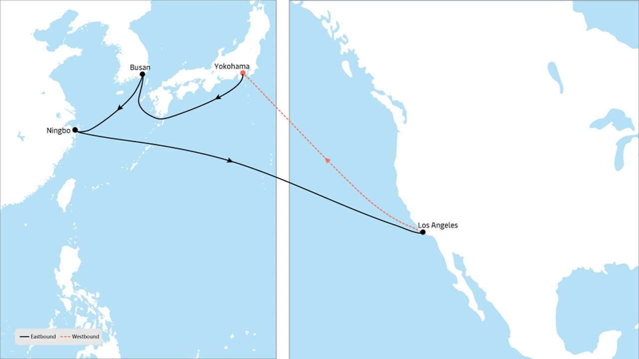 TP7 - Asia to North America service map