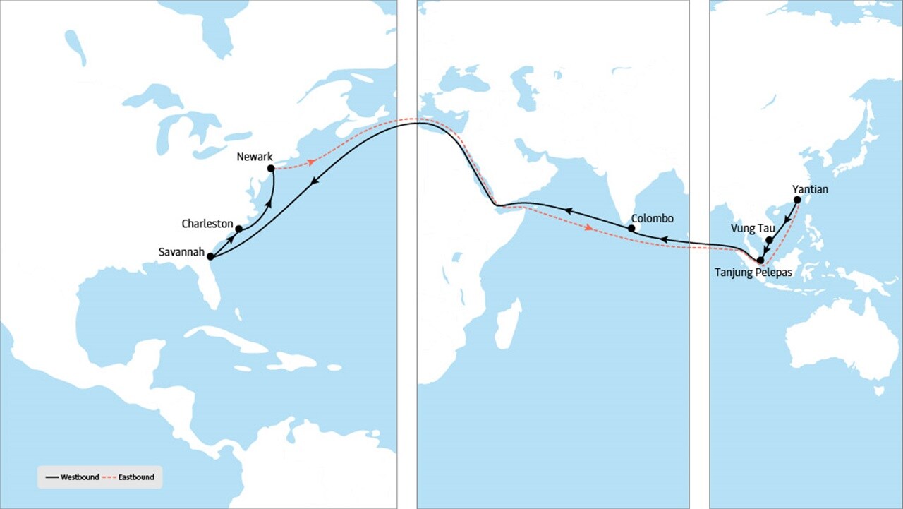 TP17 - Asia to North America service map 