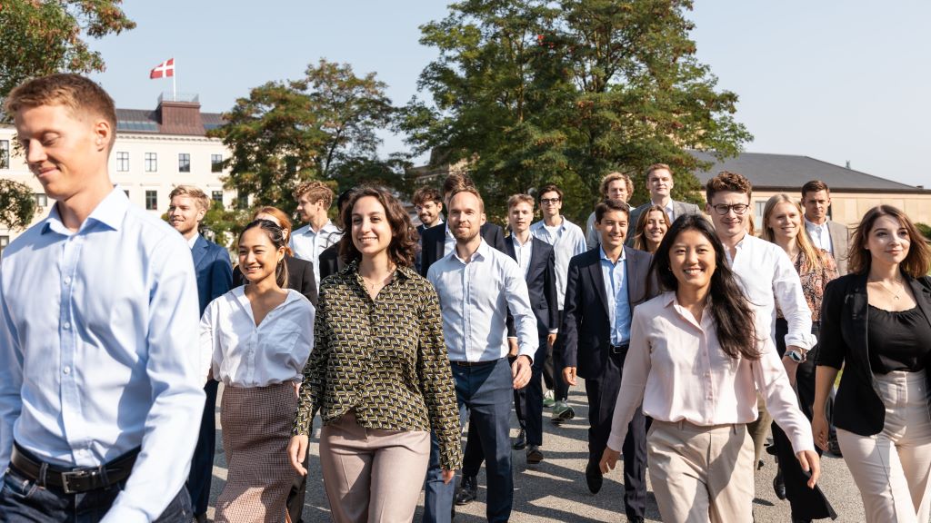 Group of employees walking outside