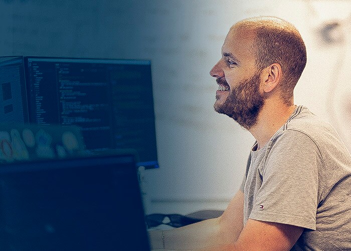 Person working and smiling