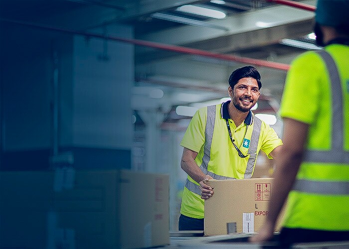 Warehouse employees working together