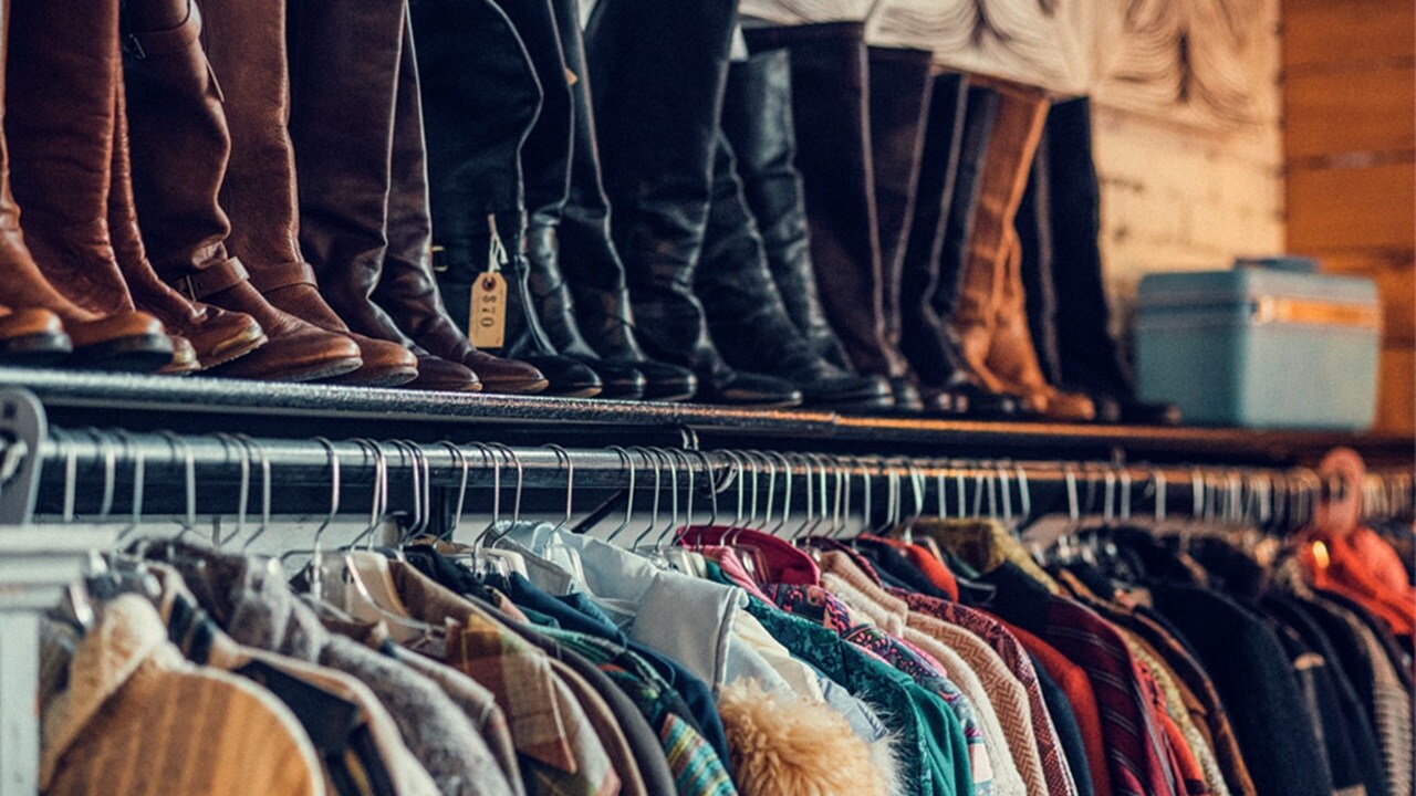 Boots and jackets selection in retail store