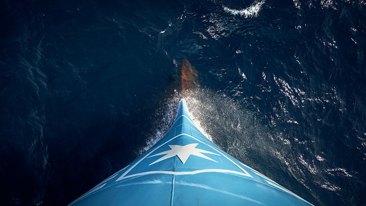Maersk vessel sailing in the ocean