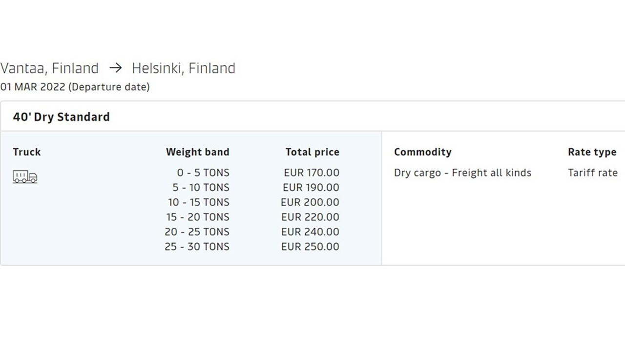 Finland carrier haulages Inland pricing changes in Finland Maersk