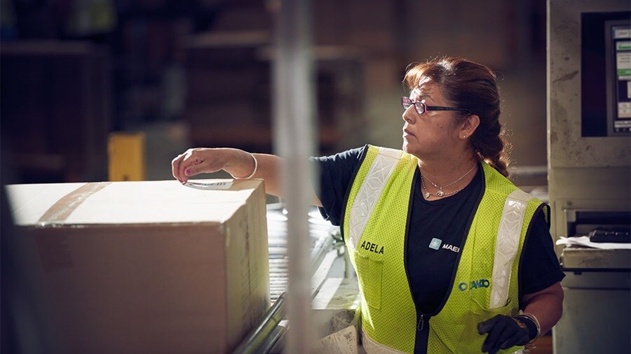 Female working in a warehouse