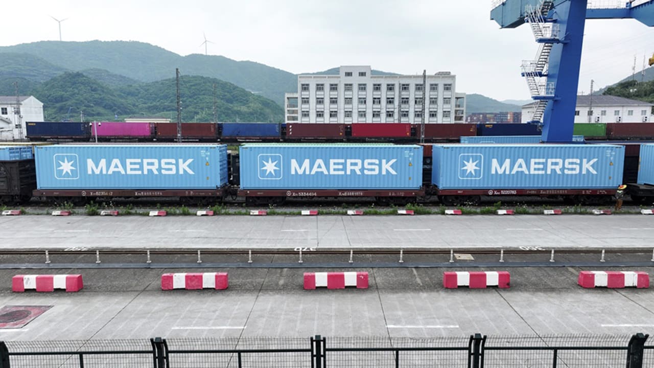 Maersk blue container rail